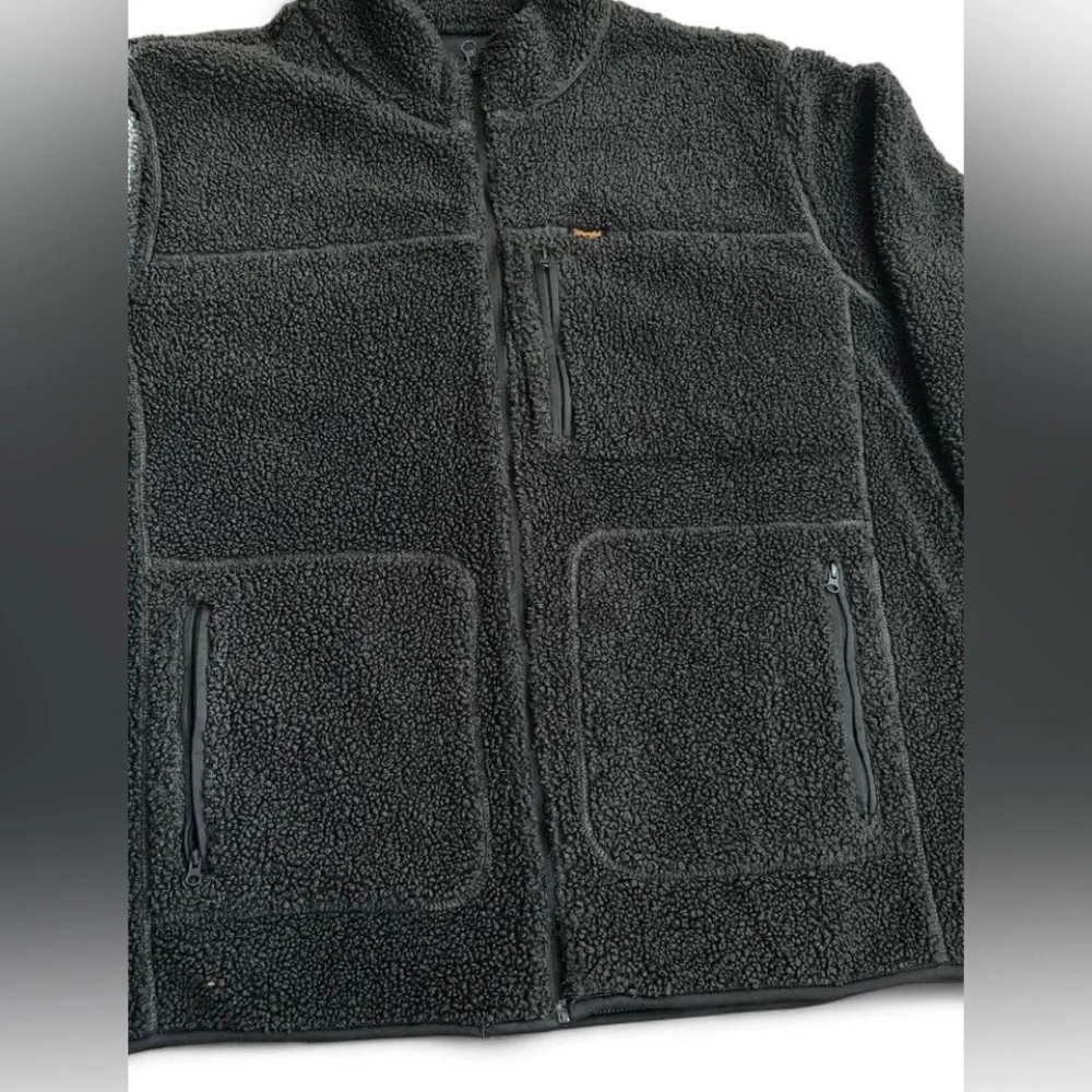 Wrangler Men's Multi-Pocket Sherpa Jacket Charcoal Size XXL Full Zip Heavyweight